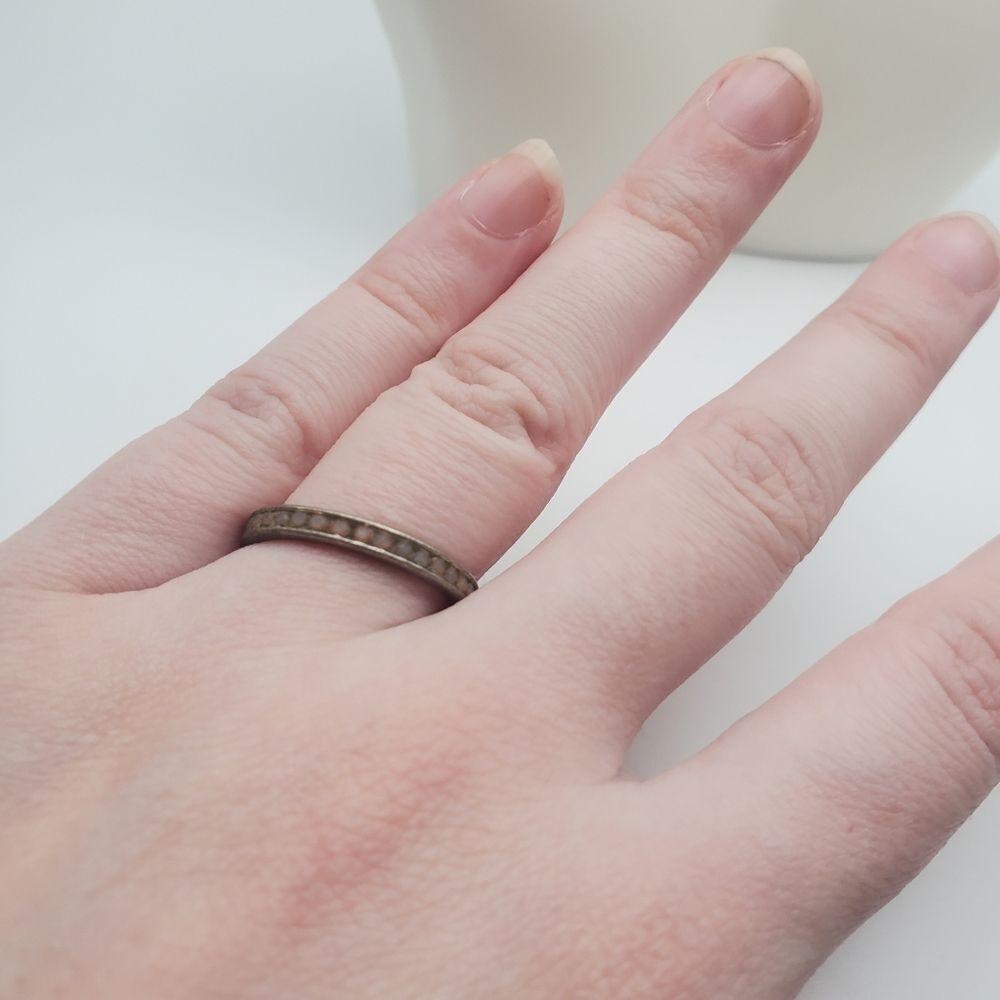 Sterling silver crystal‎ encrusted ring stamped size 8